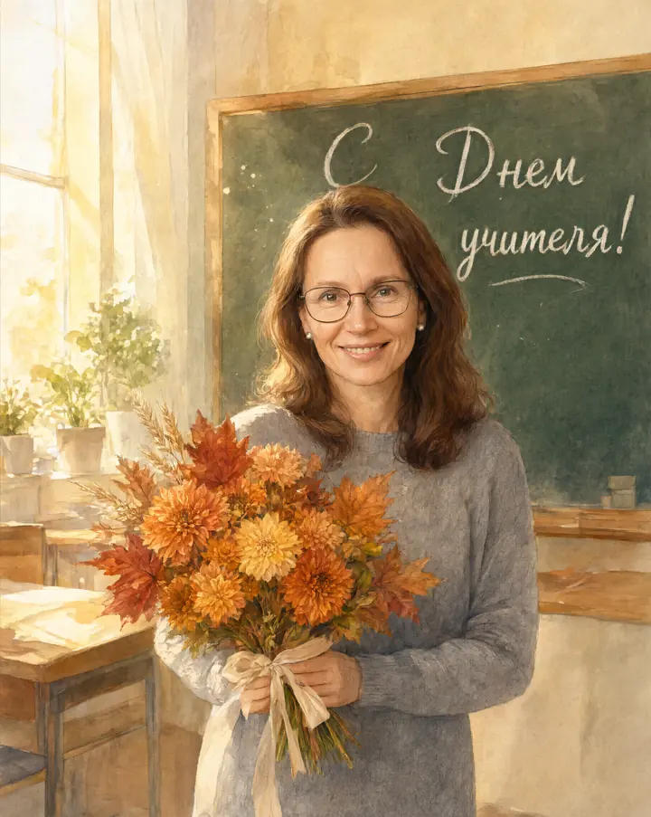 Открытка ко Дню учителя из фото